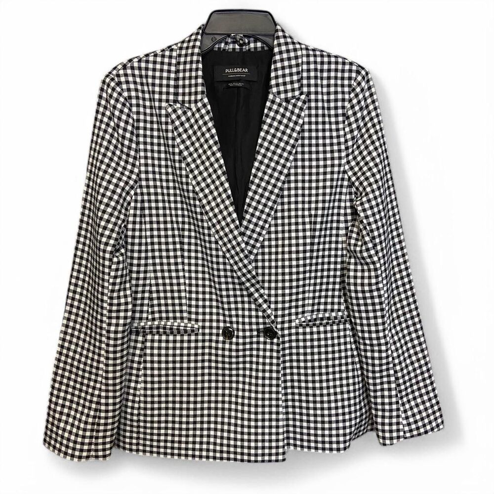 Pull&Bear black and white gingham blazer size M